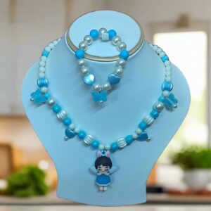 Alternative view of Blue Beads Necklace and Bracelet Set for Girls