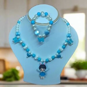 Alternative view of Blue Beads Necklace and Bracelet Set for Girls
