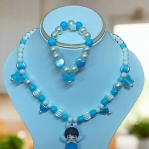 Blue Beads Necklace and Bracelet Set for Girls