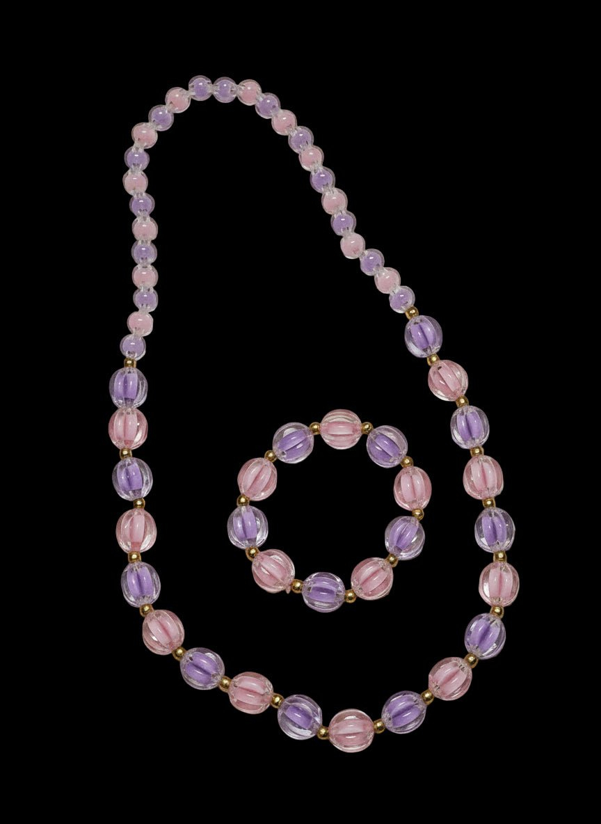 Purple Pink Glass Beads Necklace and Bracelet Set for Girls - Image 14