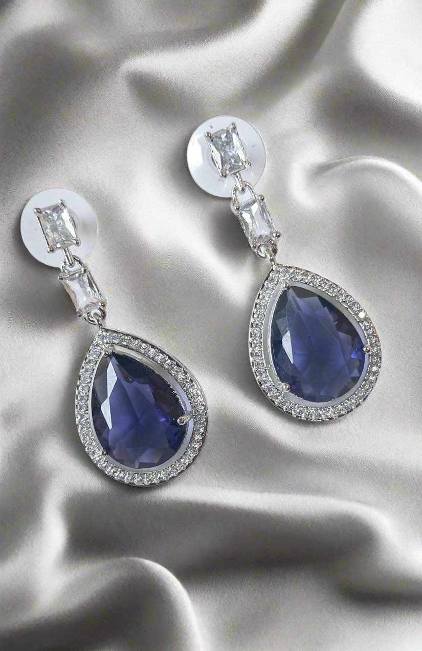 Purple Stone American Diamond Brass Drops