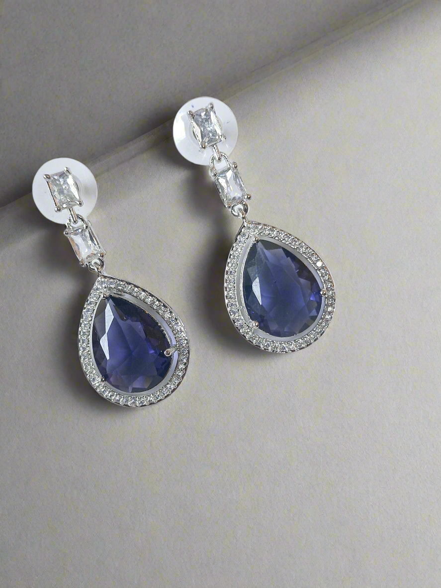 Purple Stone American Diamond Brass Drops - Image 5