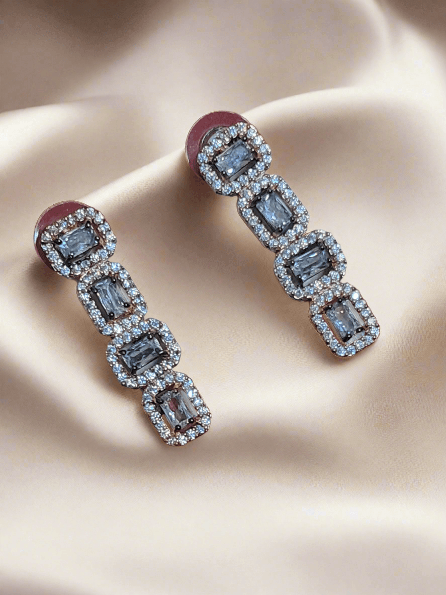 Black Rose Gold Plated American Diamond Necklace Sets - Image 3