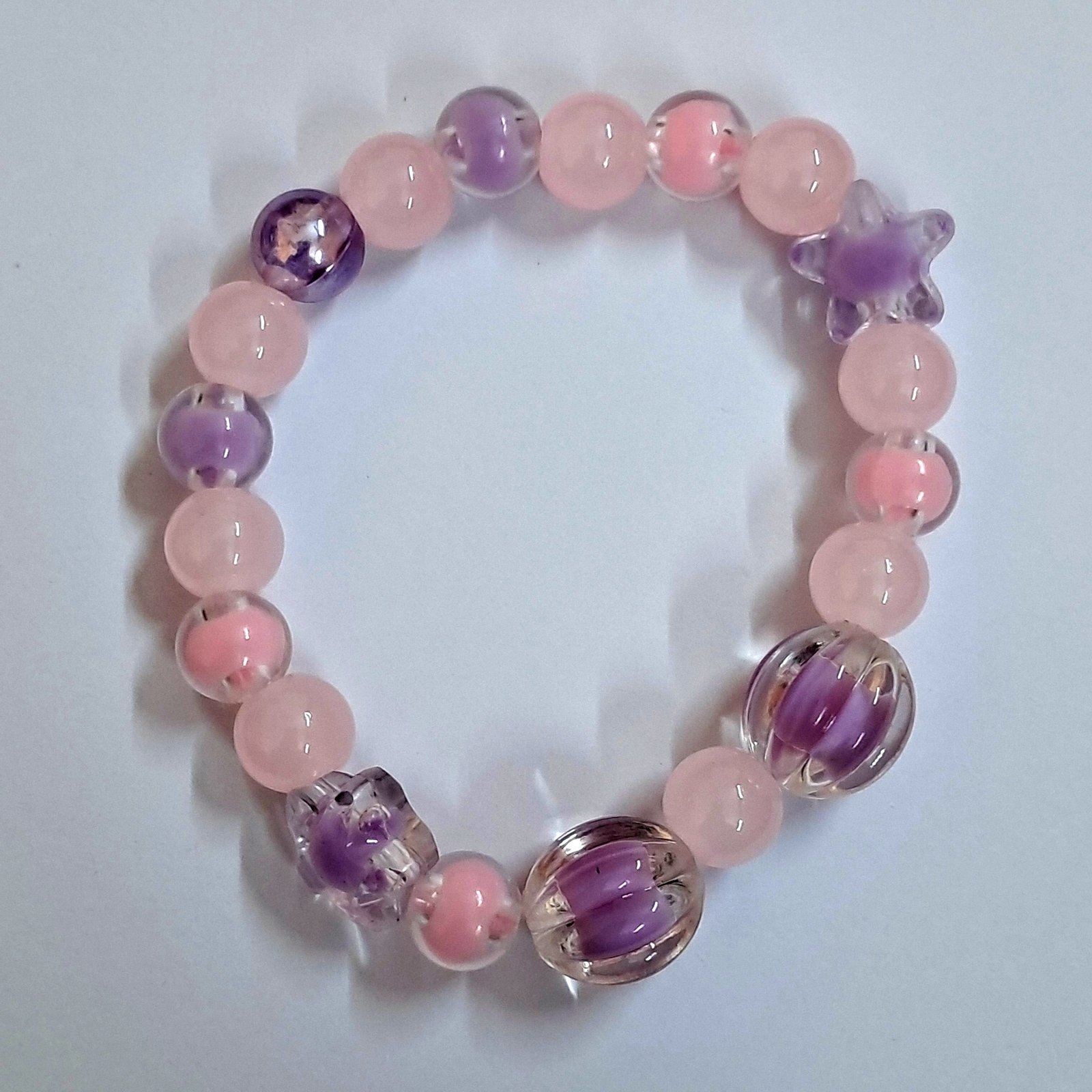 Purple Pink Glass Beads Necklace and Bracelet Set for Girls - Image 9